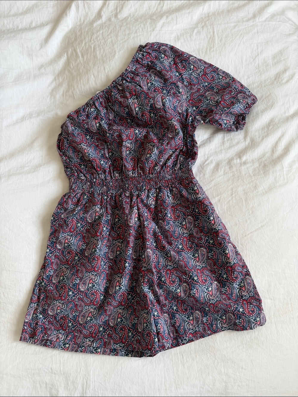 Mango - Girls One-Piece Paisley Romper in Burgundy and Navy